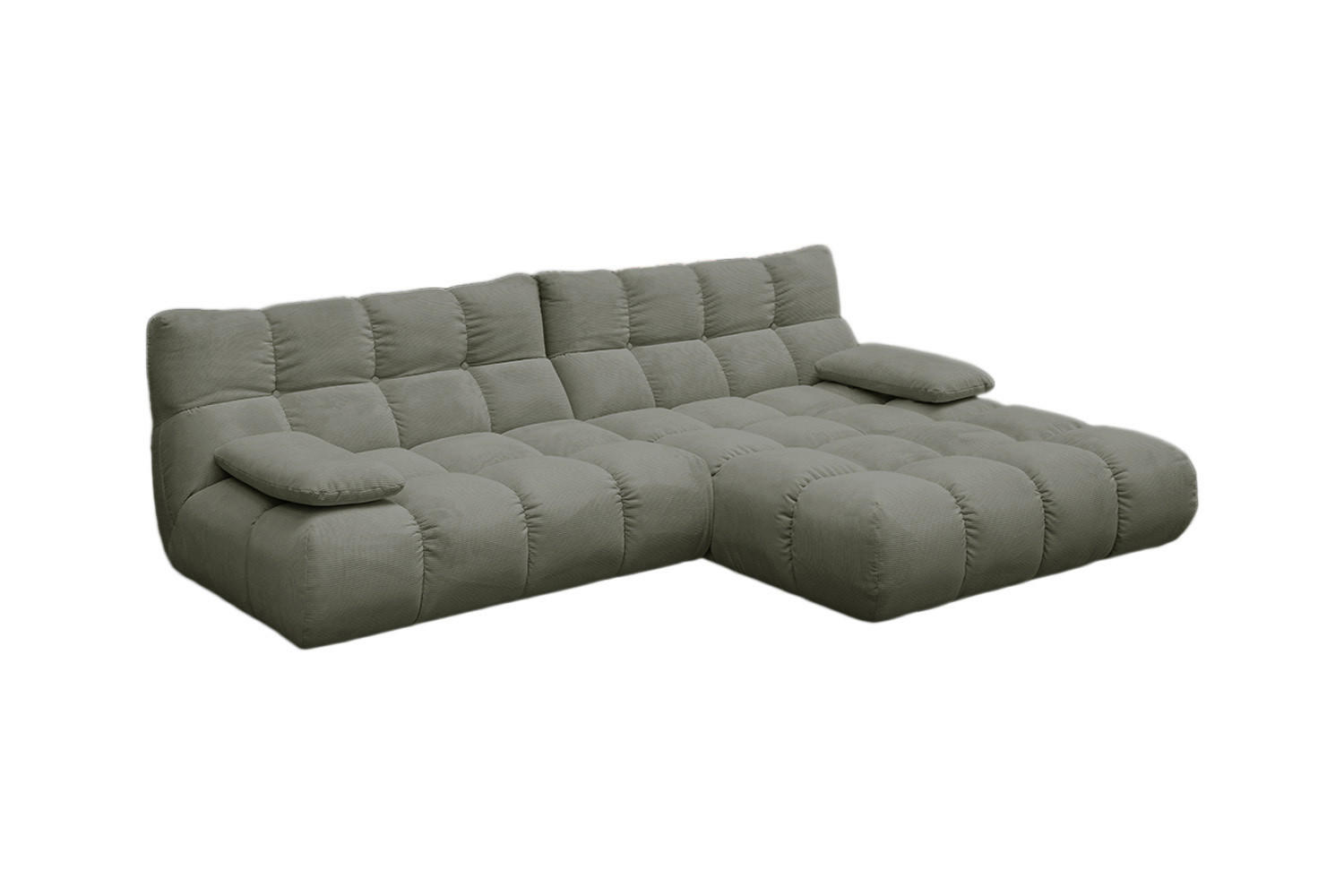 ECKSOFA VIVIEN Grün Cord - Schwarz/Olivgrün, Kunststoff/Textil (290/178cm) - KAWOLA