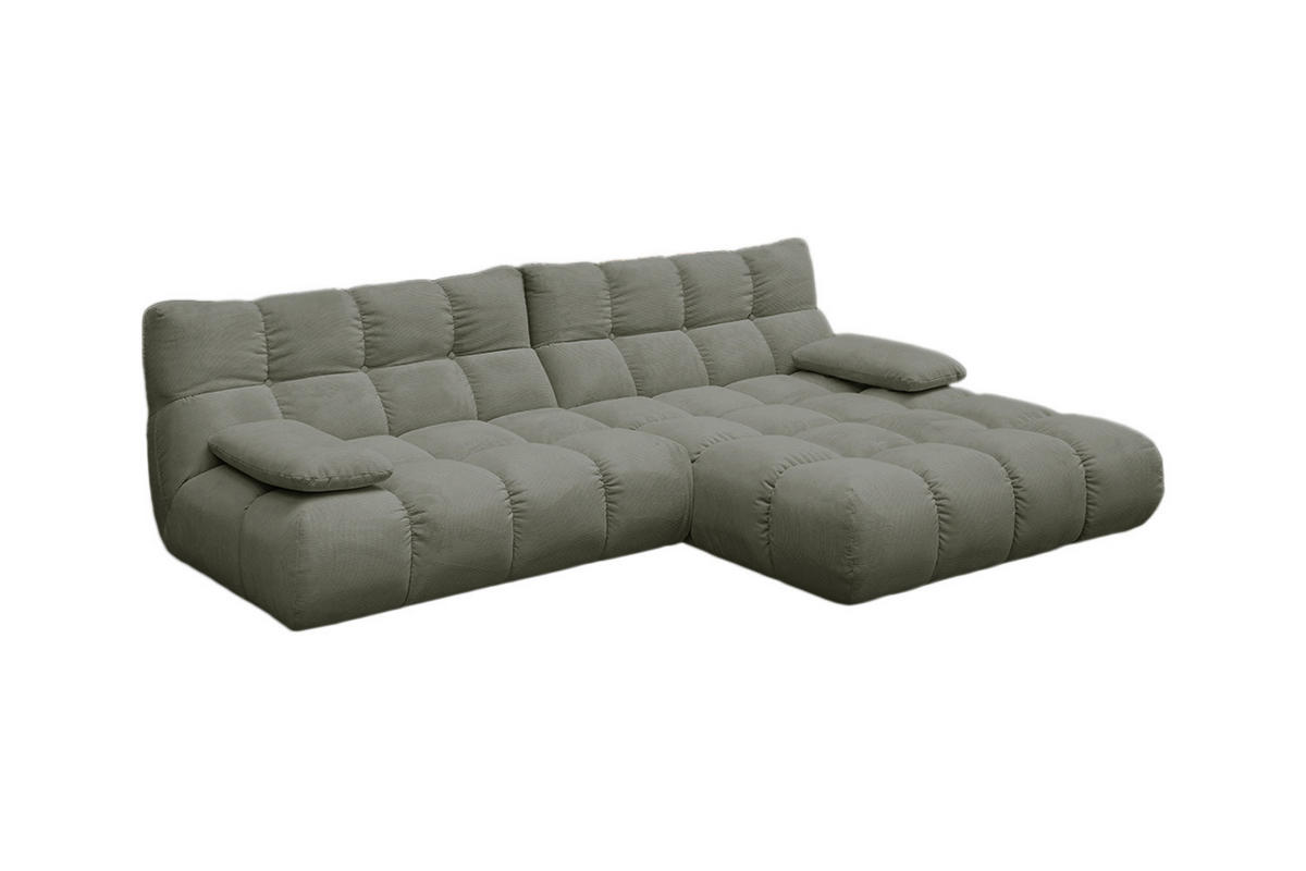 ECKSOFA VIVIEN Grün Cord - Schwarz/Olivgrün, Kunststoff/Textil (290/178cm) - KAWOLA