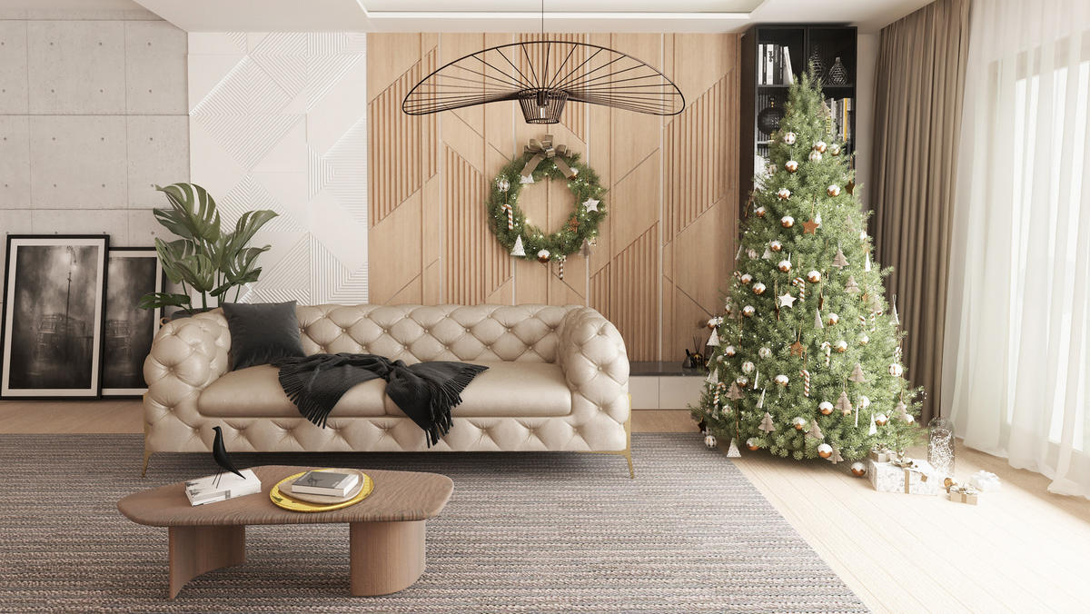 CHESTERFIELD-SOFA 3-Sitzer Vertex Beige Samt - Beige/Goldfarben, Holz/Textil (225/75/100cm) - S-Style Möbel