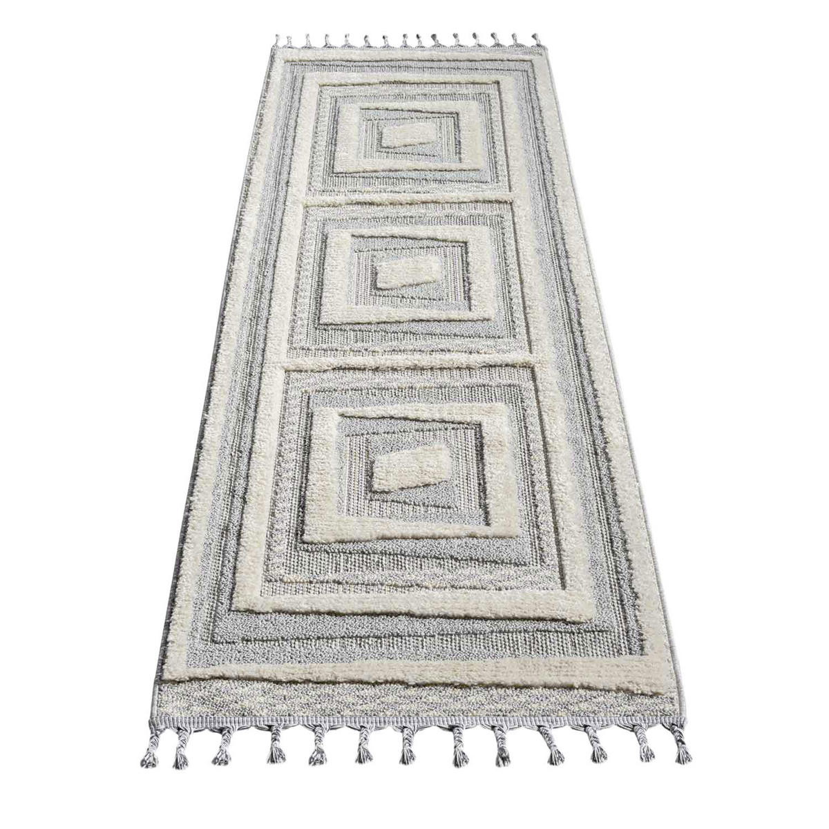 KURZFLOR-TEPPICH Valencia 940 Creme 80x300 cm - Blau/Creme, Textil (80/300cm) - carpet city