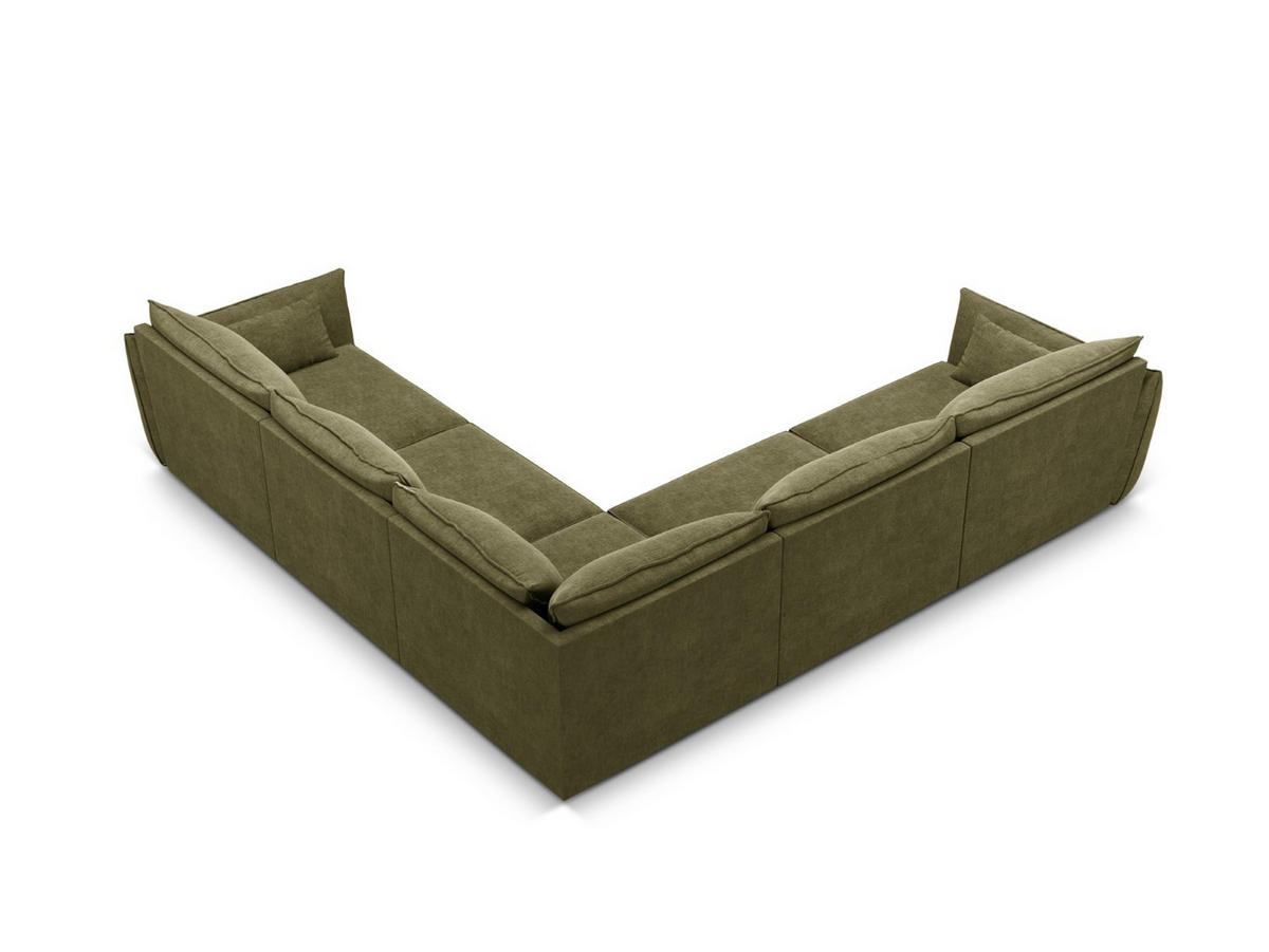 WENDBARES-ECKSOFA Kaelle aus Chenille-Stoff grün 7 Sitzplätze - Grün, Textil (286/286cm) - Micadoni
