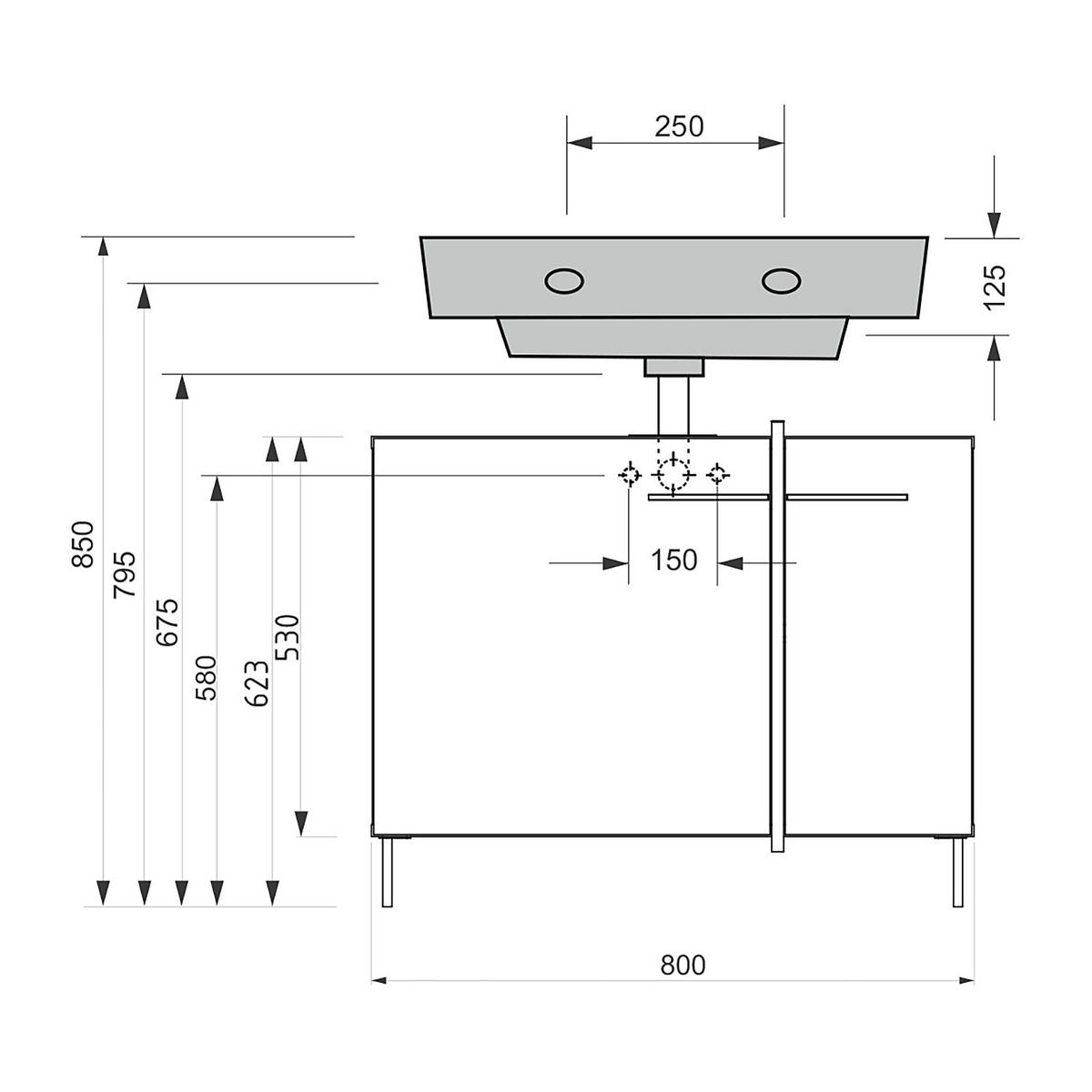 WASCHBECKENUNTERSCHRANK - Mintgrün/Grau, Holzwerkstoff (80/64/41cm) - home24