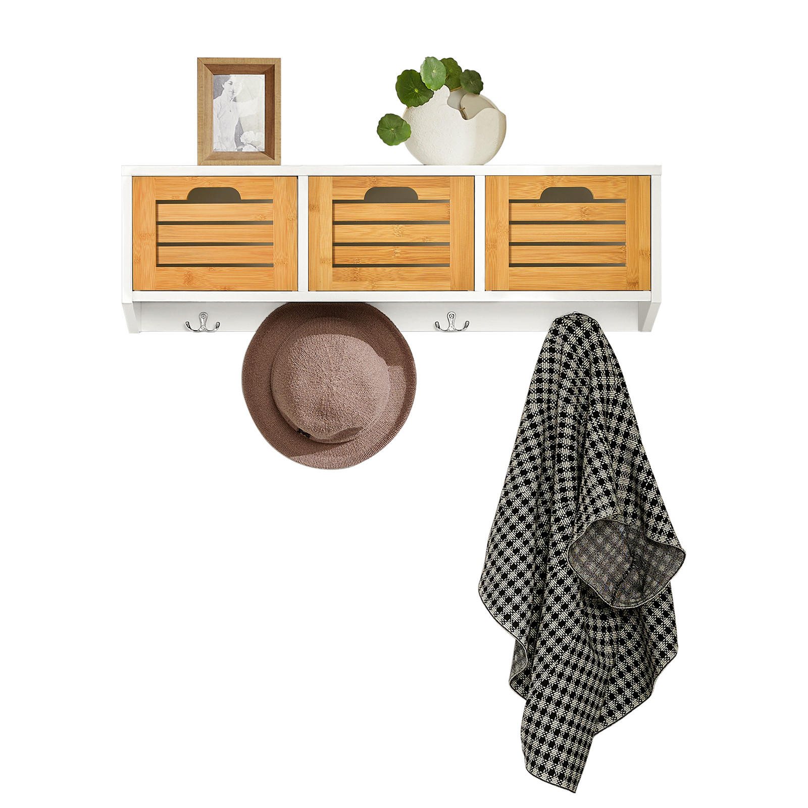 WANDGARDEROBE Weiß-Natur - Weiß/Naturfarben, Holzwerkstoff (80/25/20cm) - SoBuy