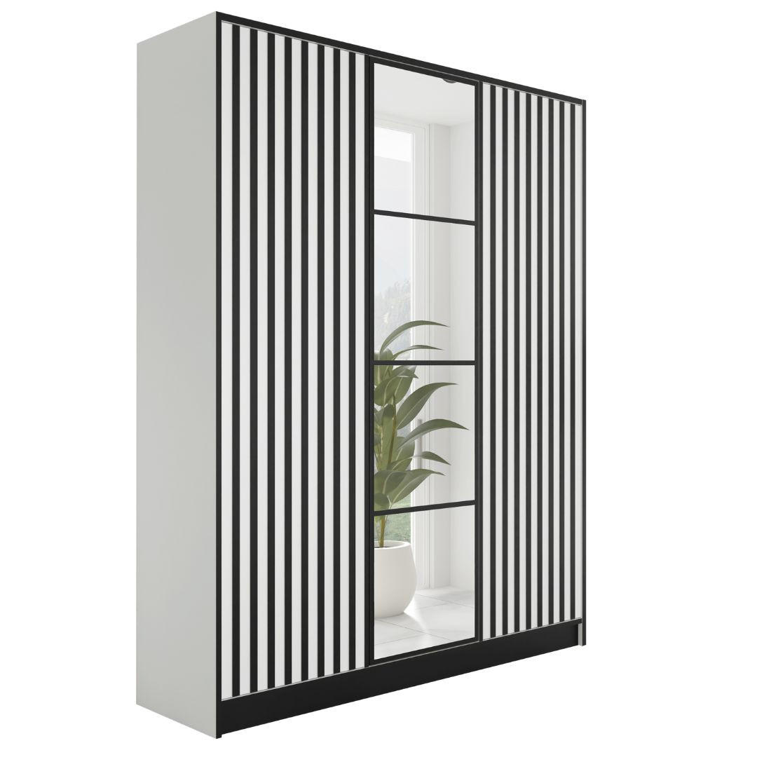 KLEIDERSCHRANK EDEN 3-Türen v3 - 156,4x205x39 cm - Weiß - Weiß, Holzwerkstoff (156.4/205/39cm) - Kier Furniture