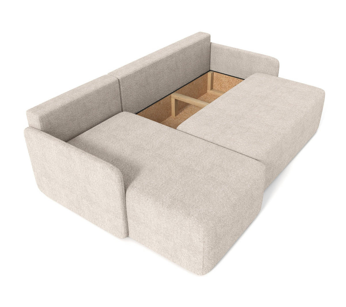 ECKSOFA Bloom Beige Bouclé - Beige, Textil (212/142cm) - Selsey