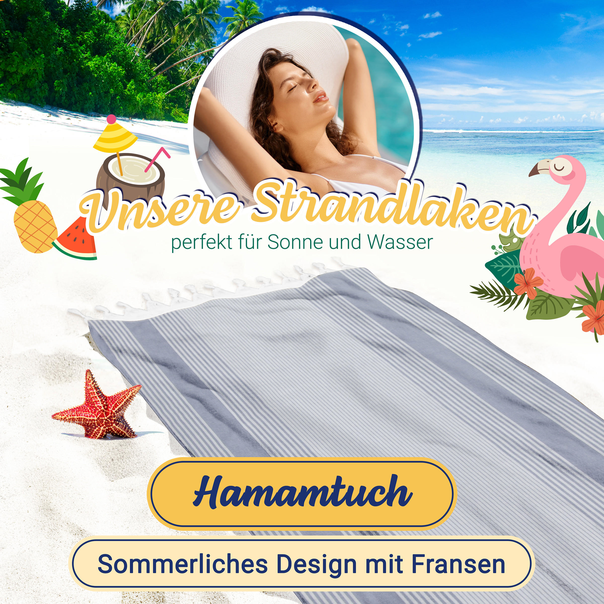 STRANDTUCH, 90x170 cm, 100% Baumwolle, Blau - Blau, Textil (90/170cm) - Zollner