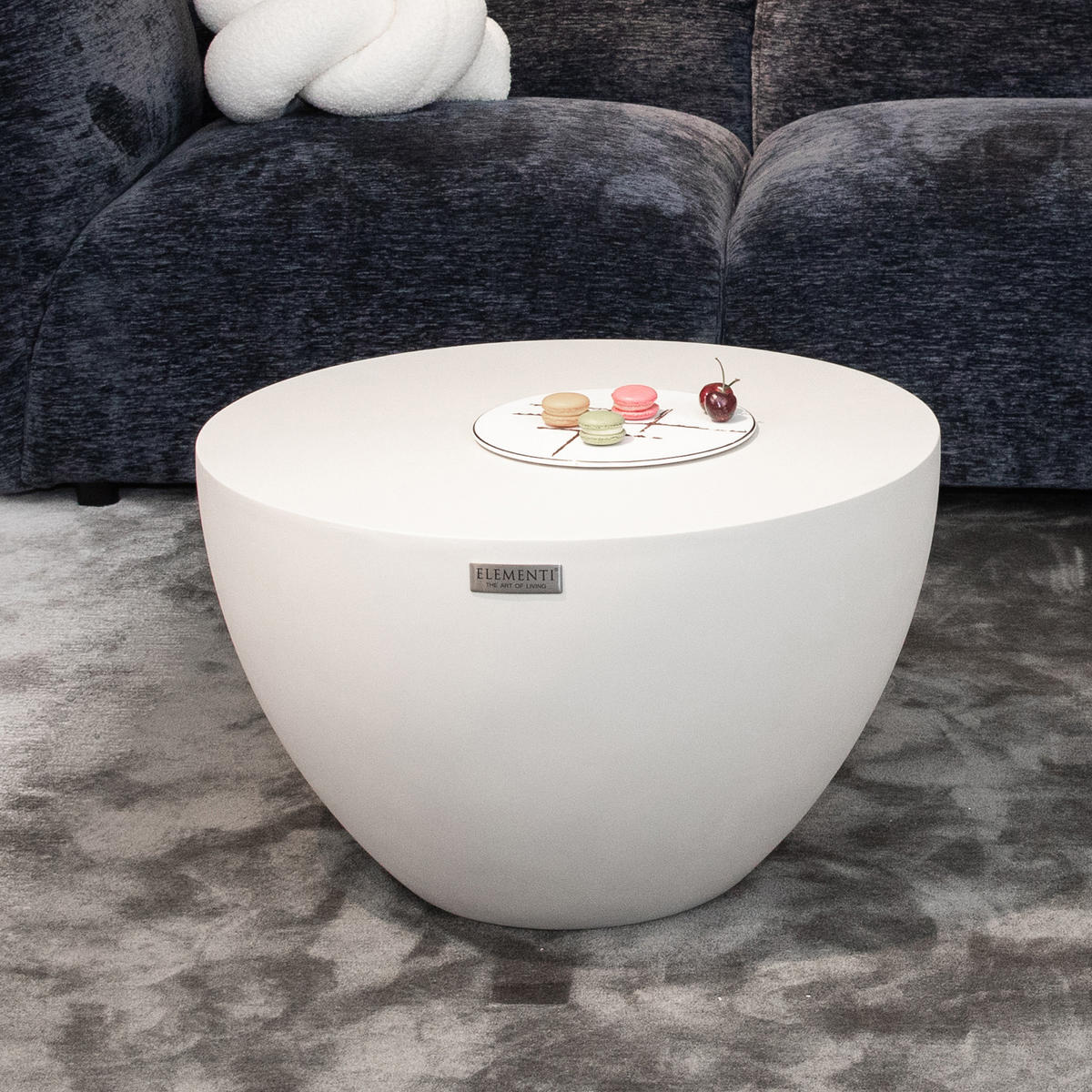 COUCHTISCH CHRONOS Rund Klein aus Beton 66 x 66 x 41 cm - Creme, Naturmaterialien (66/66/41cm) - Elementi