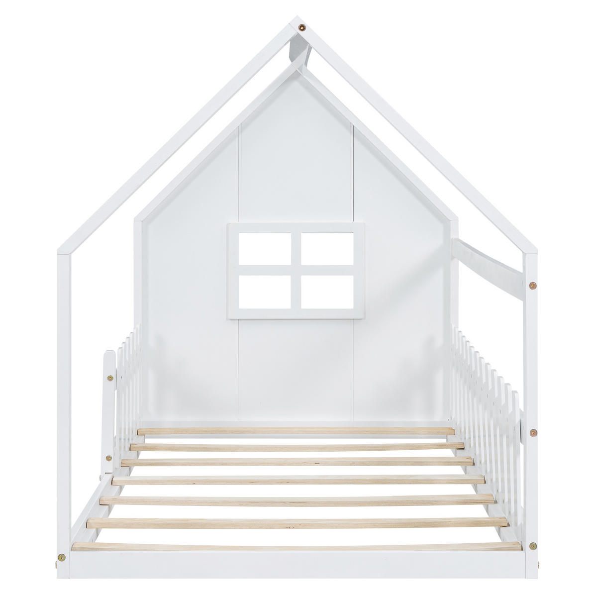 HAUSBETT 90/200 cm Weiß aus Kiefer mit minimalistischer Form - Weiß, Holz (90/200cm) - OKWISH