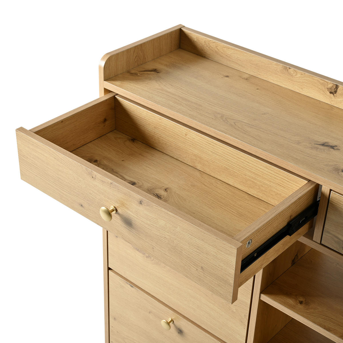 SCHUHSCHRANK aus Spanplatte 110x26x100cm in Natur mit 4 Klapptüren - Naturfarben, Holzwerkstoff (110/100/26cm) - Modfu