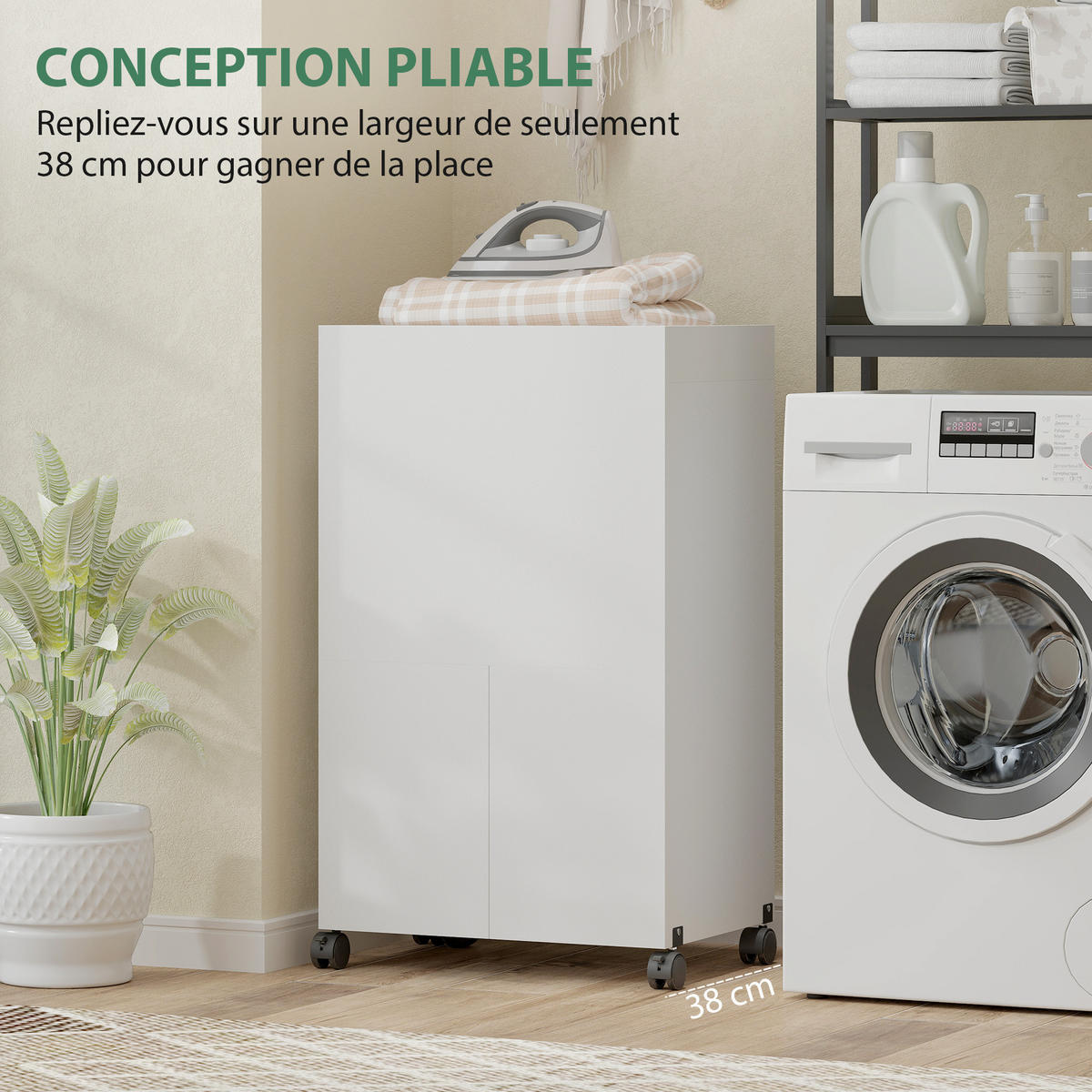 BÜGELBRETTSCHRANK Weiß 1 Stück - Weiß, Holzwerkstoff (55/87/154cm) - GiPP