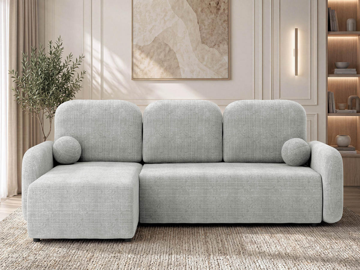 ECKSCHLAFSOFA Gizefa - Hellgrau/Schwarz, Holz/Kunststoff (233/147cm) - MIRJAN24