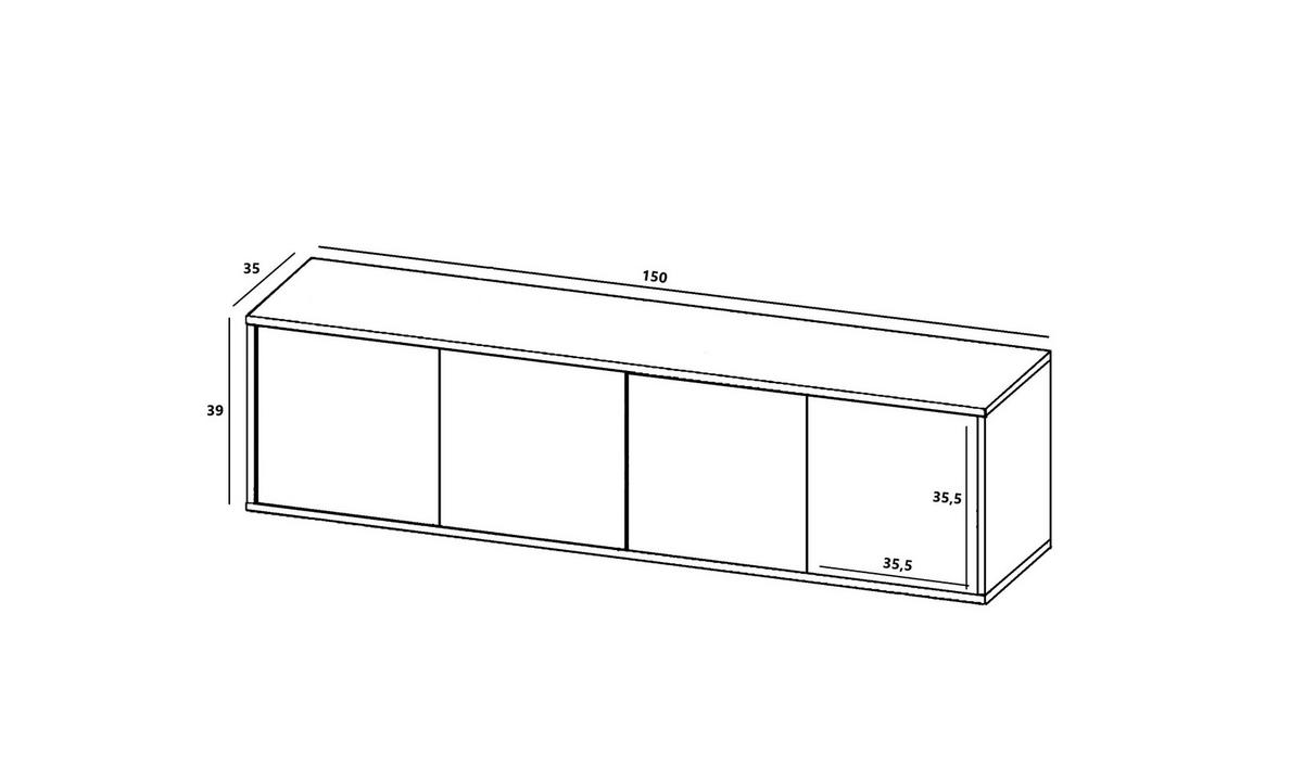 TV-SCHRANK Apollo2 Eiche wotan Weiß Matt 150 cm - Weiß, Holzwerkstoff (150/39/35cm) - Meble Lindner