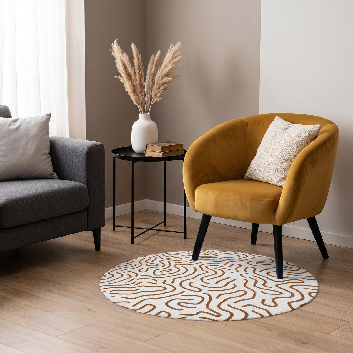 KOBERCE - Minimalistický - Vzor - Terakota - 90x90 cm - hnedá, textil/plast (90/90cm) - OnlyWow