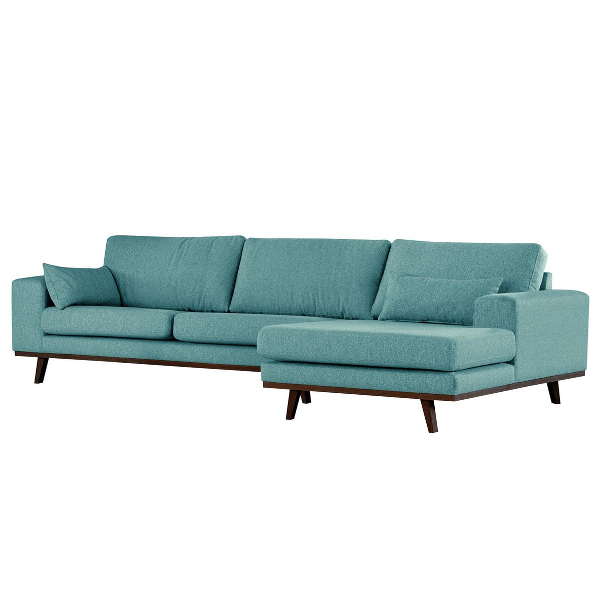 ECKSOFA mit Longchair - Buchefarben/Petrol, Buchenholz/Textil (281/153cm) - home24