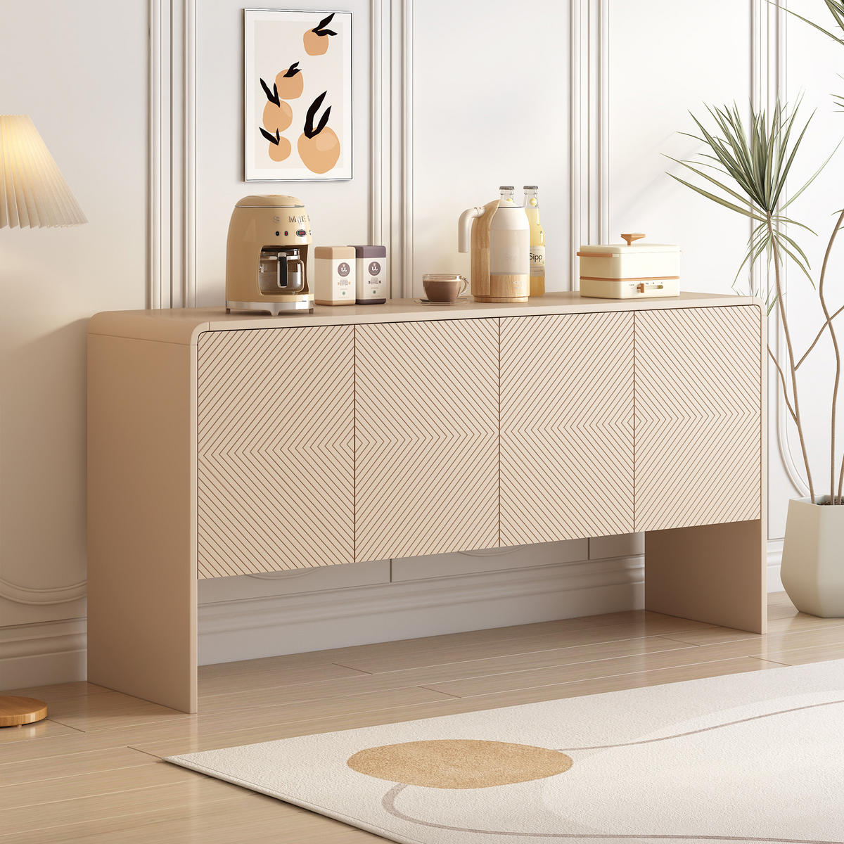 SIDEBOARD Holzoptik mit 3 Türen und viel Stauraum - Eichefarben, Holzwerkstoff (152.5/76.5/40cm) - Urban Meuble