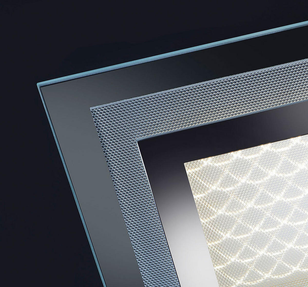 LED DECKENLEUCHTE Aluminium Chrom Silber - Silberfarben, Glas (44.5/44.5/8cm)