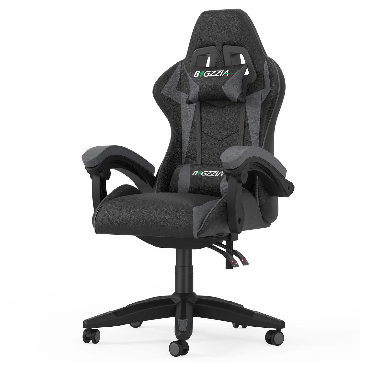 GAMINGSTUHL Schwarz-Grau ergonomisch - Grau, Leder (29/59/79cm) - Rattrix