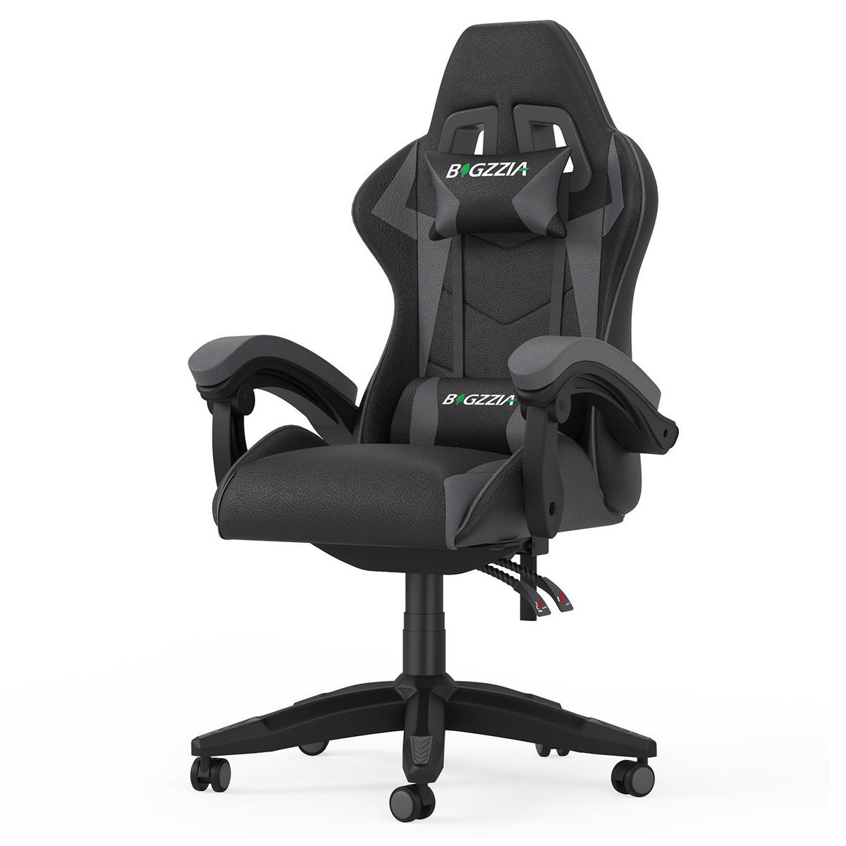 GAMINGSTUHL Schwarz-Grau ergonomisch - Grau, Leder (29/59/79cm) - Rattrix