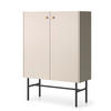 HIGHBOARD Dinley 2T Beige 93,2/131,7/39 cm – mit schwarzen Beinen im minimalistischen Design - Beige/Schwarz, Holzwerkstoff/Metall (93.2/131.7/39cm) - AX Living