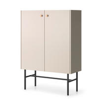 HIGHBOARD Dinley 2T Beige 93,2/131,7/39 cm – mit schwarzen Beinen im minimalistischen Design - Beige/Schwarz, Holzwerkstoff/Metall (93.2/131.7/39cm) - AX Living