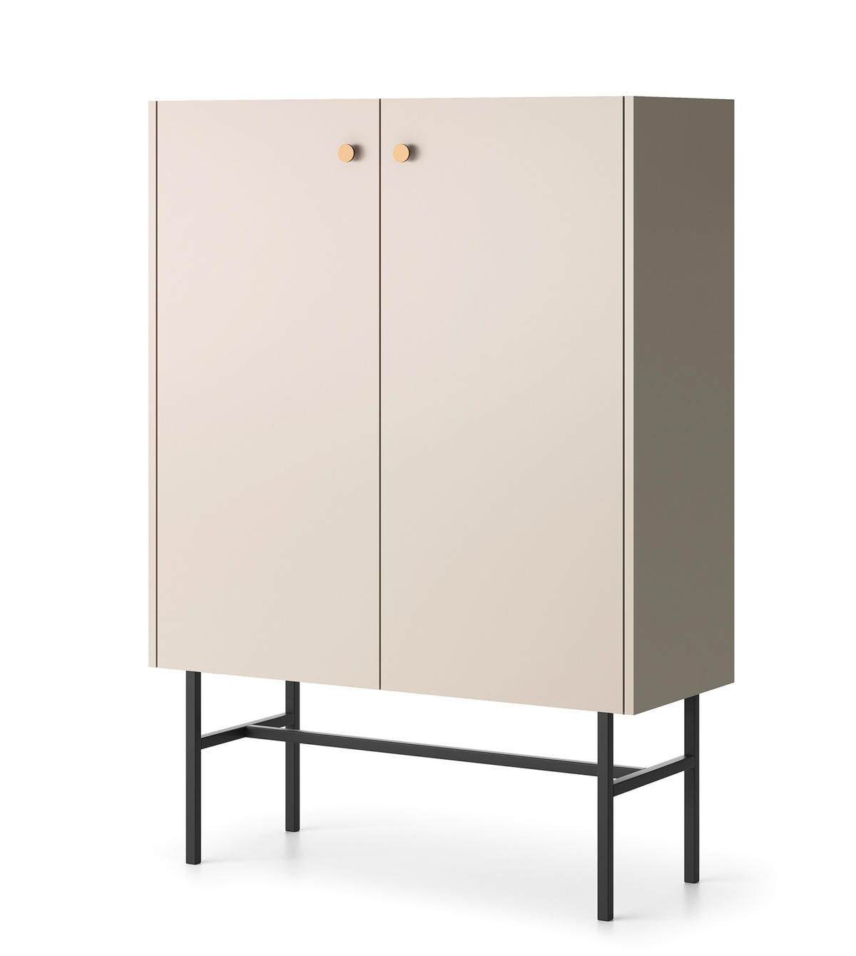 HIGHBOARD Dinley 2T Beige 93,2/131,7/39 cm – mit schwarzen Beinen im minimalistischen Design - Beige/Schwarz, Holzwerkstoff/Metall (93.2/131.7/39cm) - AX Living