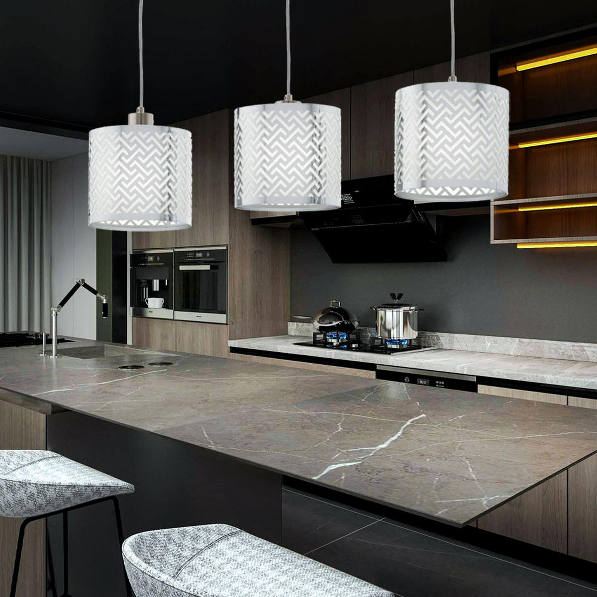 HÄNGELEUCHTE Metall Silber Muster - Silberfarben, Metall (79/17.5/110cm)