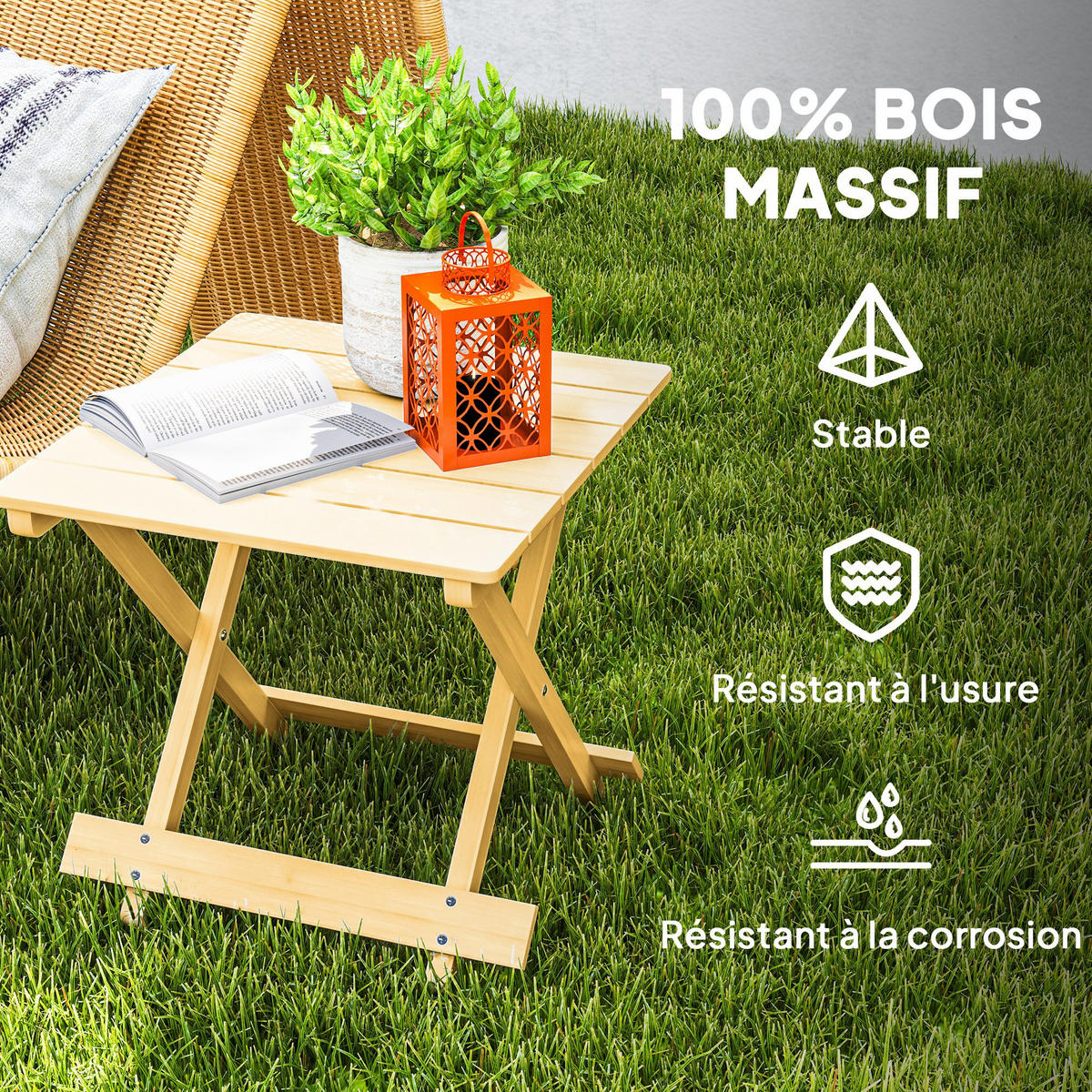 GARTENBEISTELLTISCH DE-14153 klappbar, Massivholz-Lattenrost, 40x43x40 cm Natur - Naturfarben, Holz (43/40/40cm) - ComfortXL