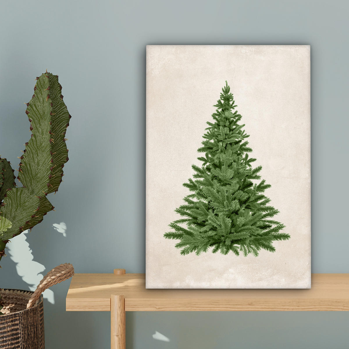 LEINWANDBILD Weihnachtsbaum - Grün - Weihnachten - Feiertage 20x30 cm - Olivgrün, Textil (20/30cm) - MuchoWow