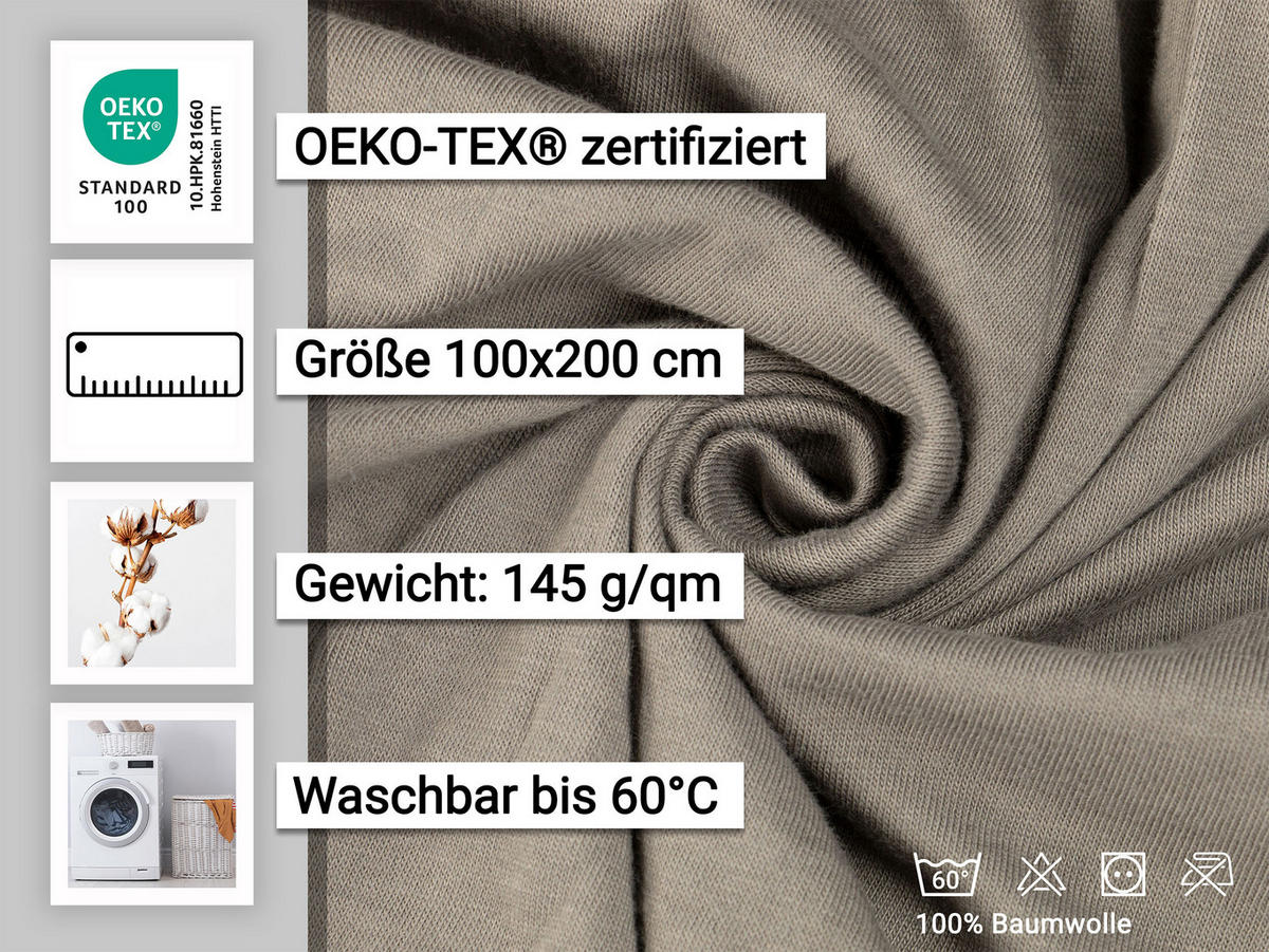 SPANNBETTLAKEN, 100x200 cm, 100% Baumwolle, Braun - Braun, Textil (100/200cm) - Zollner