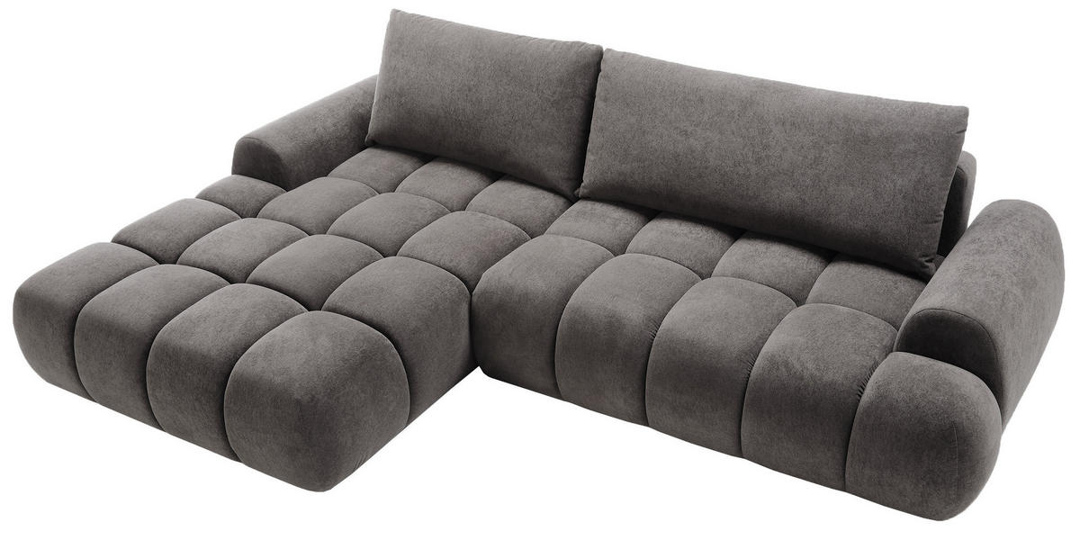 ECKSOFA 280 cm Valerio mit Bettkasten, 280 cm, Links, Schlaffunktion, Grau - Grau, Holz (280/177cm) - Emporius