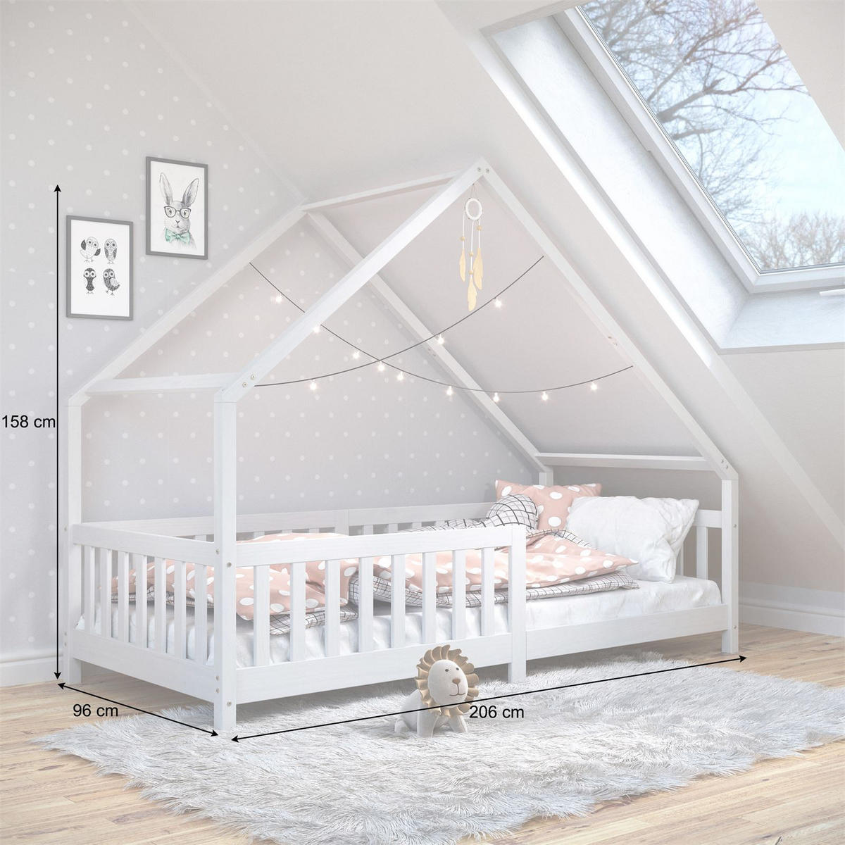 HAUSBETT CORA 90X200 CM - Weiß, Holz (96/158/206cm) - IDIMEX