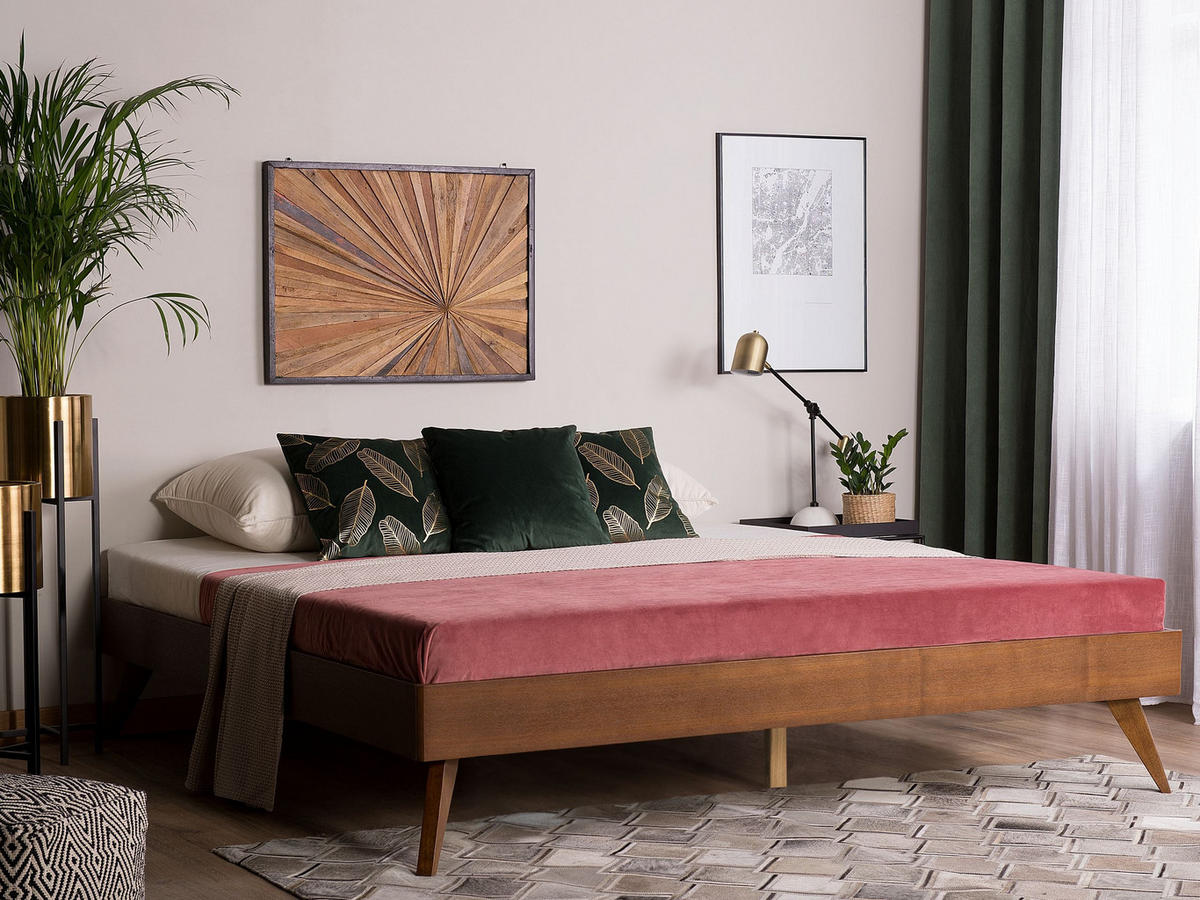 BETT 160/200 cm Dunkler Holzfarbton Berric - Dunkelbraun, Holzwerkstoff (160/200cm) - Beliani