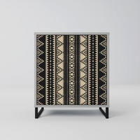SIDEBOARD AZTEC, Grau, 57,5x42x67,5 cm, Schwarze Metall-Rahmenfüße - Multicolor/Schwarz, Holzwerkstoff/Metall (57.5/67.5/42cm) - SpaceRebels