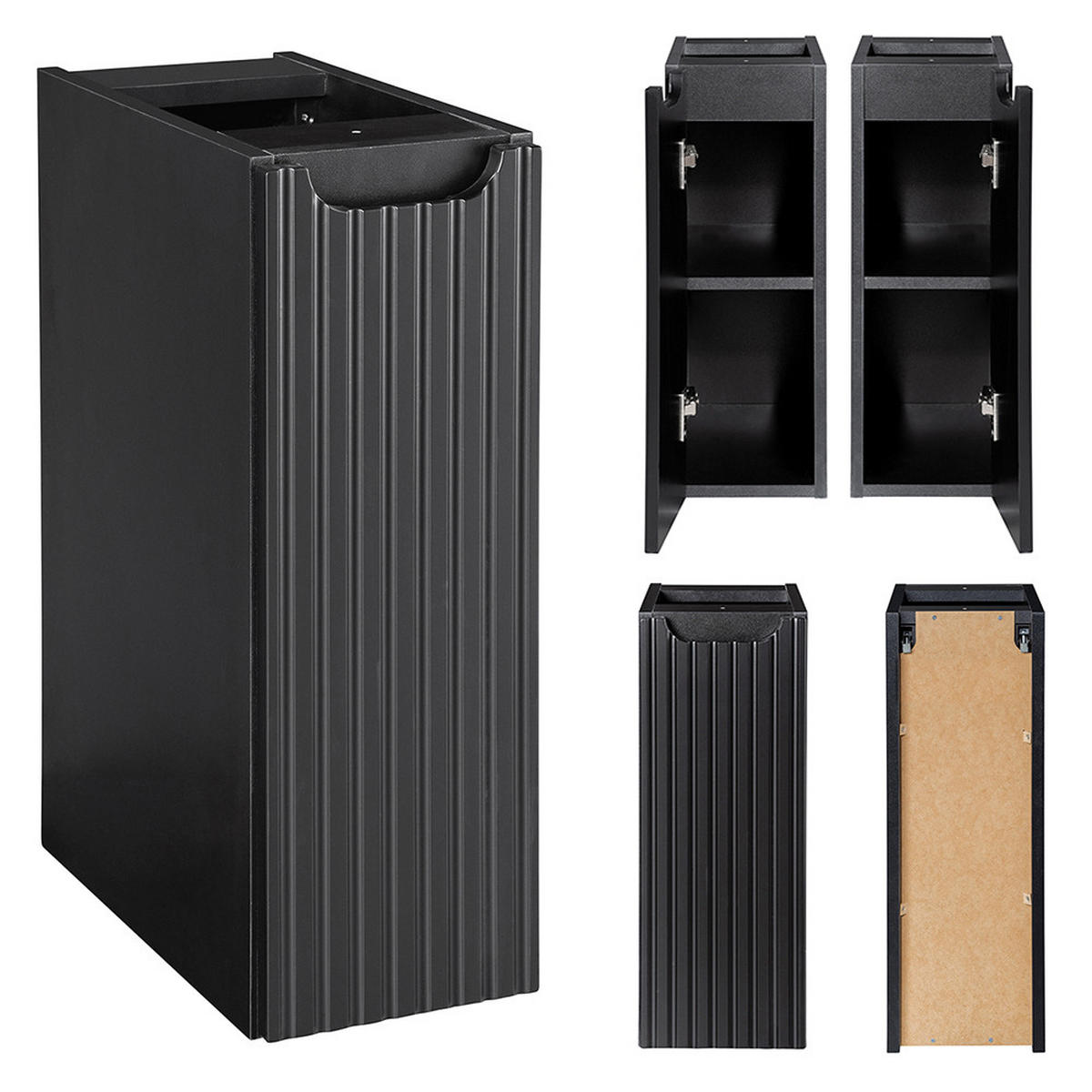 WASCHBECKENSCHRANK Newport-56 - Schwarz, Holzwerkstoff (80/60/40cm) - Lomado
