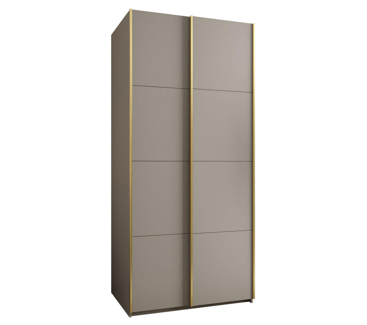 SCHWEBETÜRENSCHRANK 245,5/110/64 2-türig - Kaschmir/Goldfarben, Holz/Metall (110/245/64cm) - Abiks Möbel