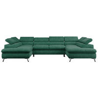 WOHNLANDSCHAFT PETER U Struktur Türkis - Türkis/Schwarz, Textil/Metall (346/76/208cm) - MKS