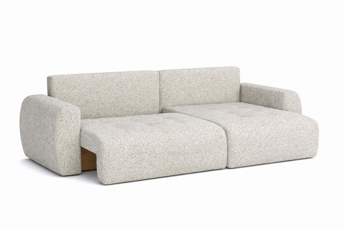 ECKSOFA Mit Schlaffunktion Und Bettkasten L-Form Ivo L, Chenille-Stoff Artico, Nata, Rechts - Beige, Holz (250/142cm) - Kaiser Möbel
