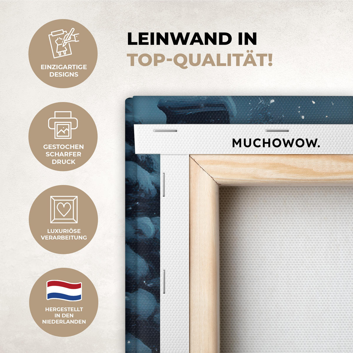 LEINWANDBILD Weihnachtsdorf - Weihnachten - Schnee - Winter 30x40 cm - Dunkelblau, Textil (30/40cm) - MuchoWow