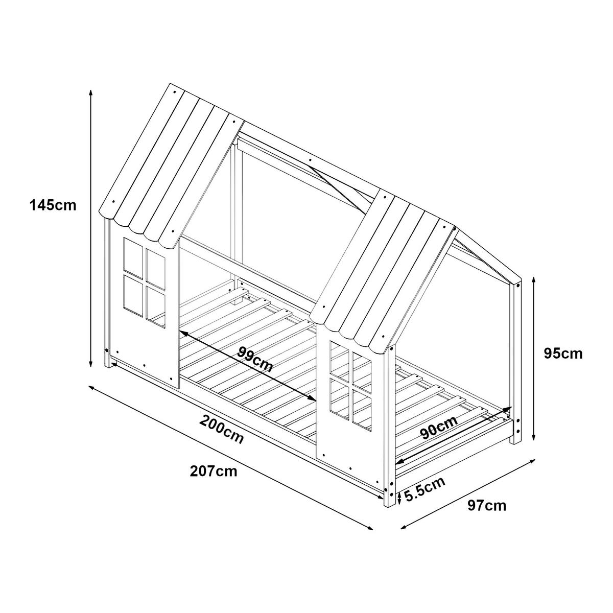 HAUSBETT Tostedt - Hellrosa/Weiß, Holz (90/200cm) - [en.casa]