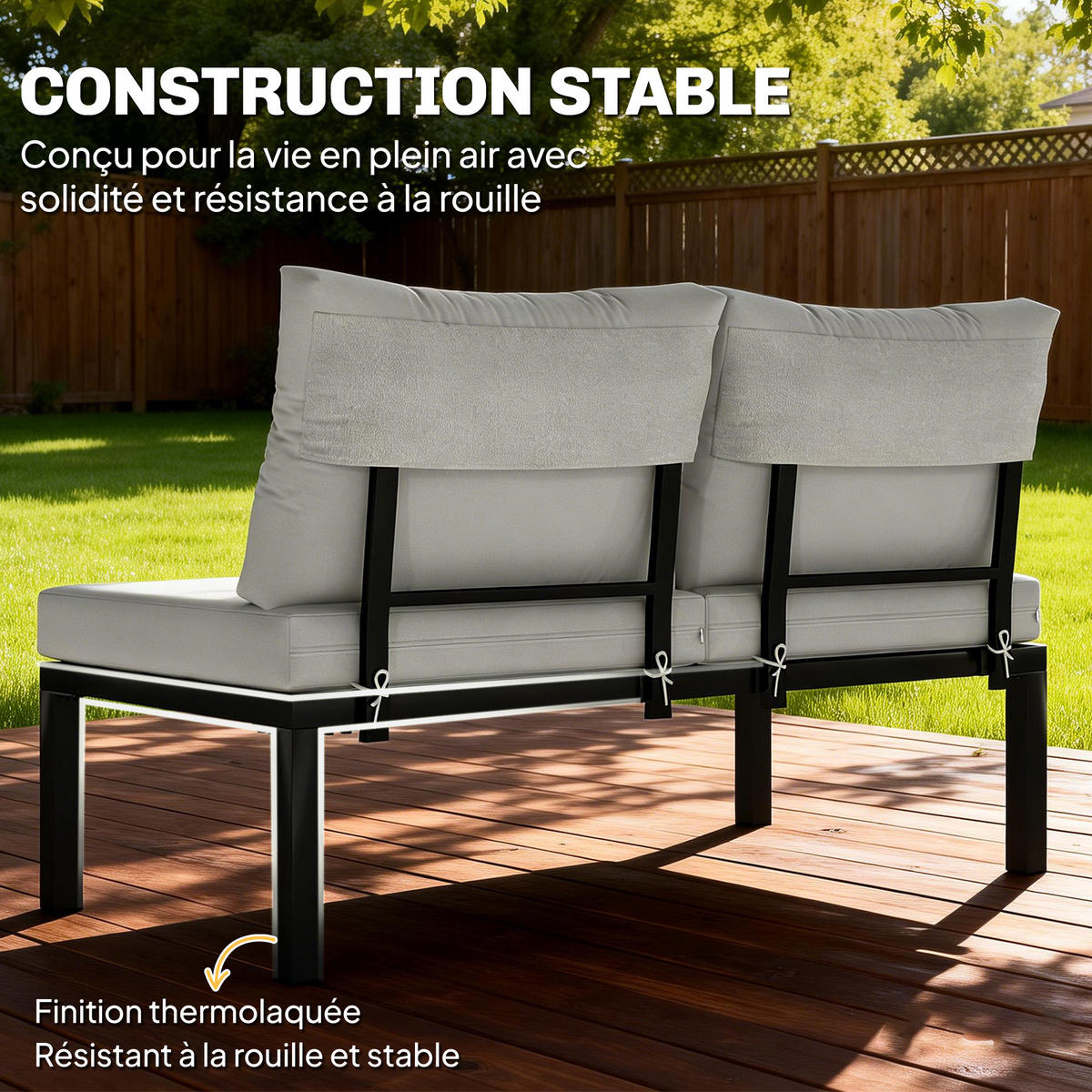 GARTENMÖBELSET DE-13526 6-teilig, verwandelbar in ein Bett Grau - Hellgrau, Metall - ComfortXL