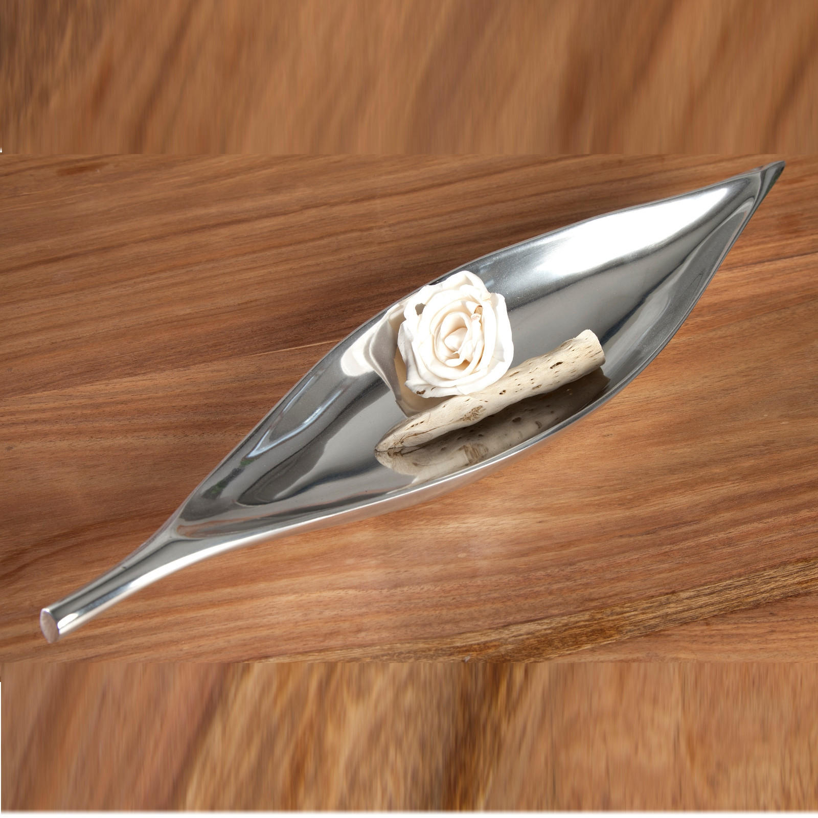 DEKOSCHALE Short Leaf 40 cm, Aluminium silber glänzend - Silberfarben, Metall (10cm) - DESIGN DELIGHTS