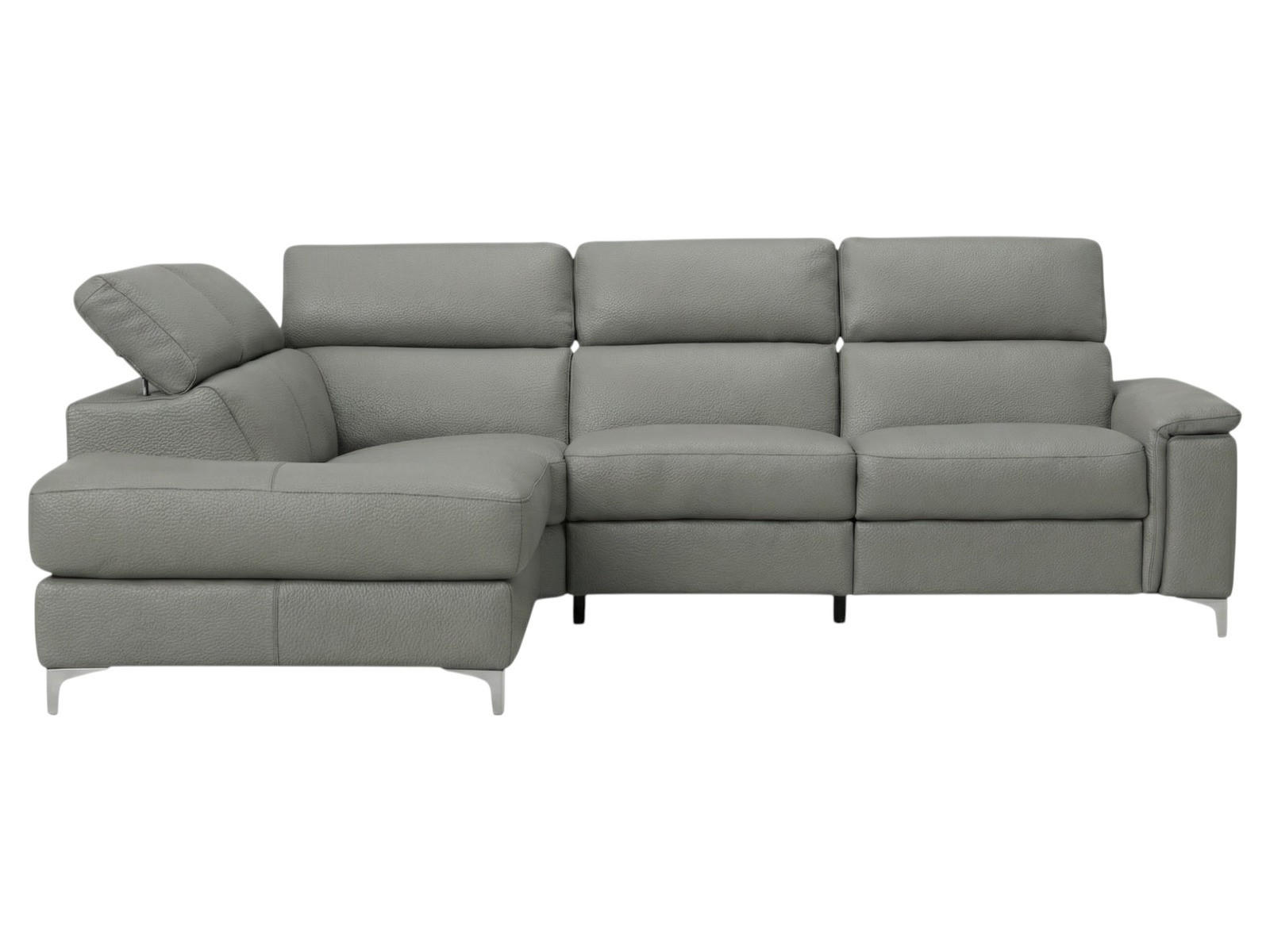 ECKSOFA Avenger Echtleder Perlgrau - Hellgrau, Leder/Metall (224/81/271cm)