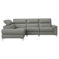 ECKSOFA Avenger Echtleder Perlgrau - Hellgrau, Leder/Metall (224/81/271cm)