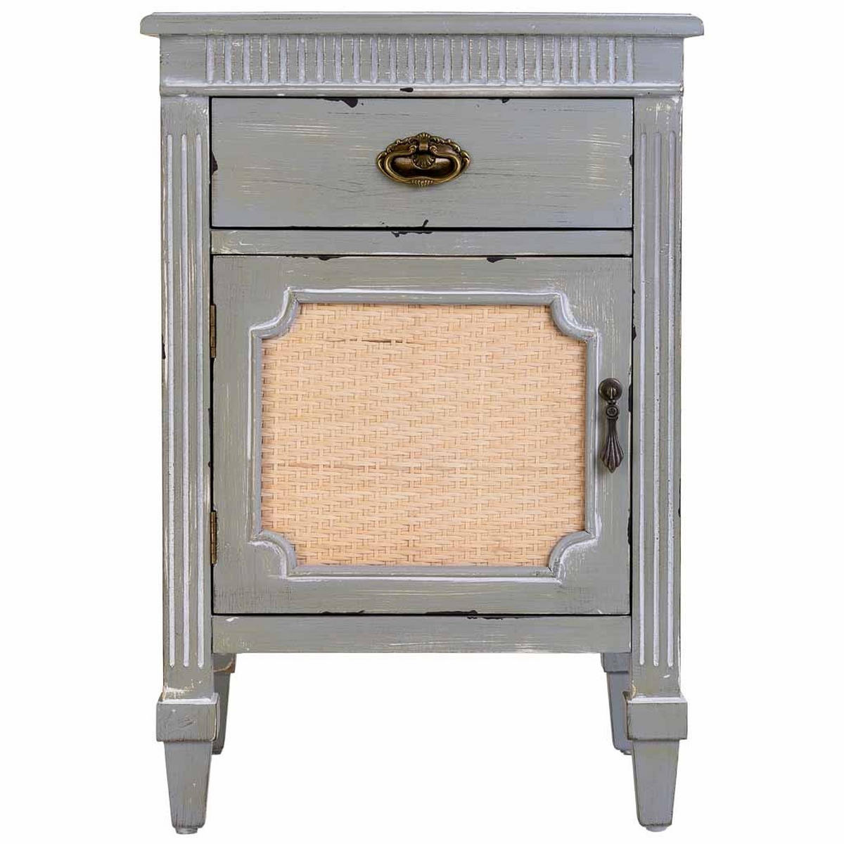 NACHTTISCH aus Holz und Gitter, blau, 46x36x68cm - Blau, Holz (46/68/36cm) - Wanderlust