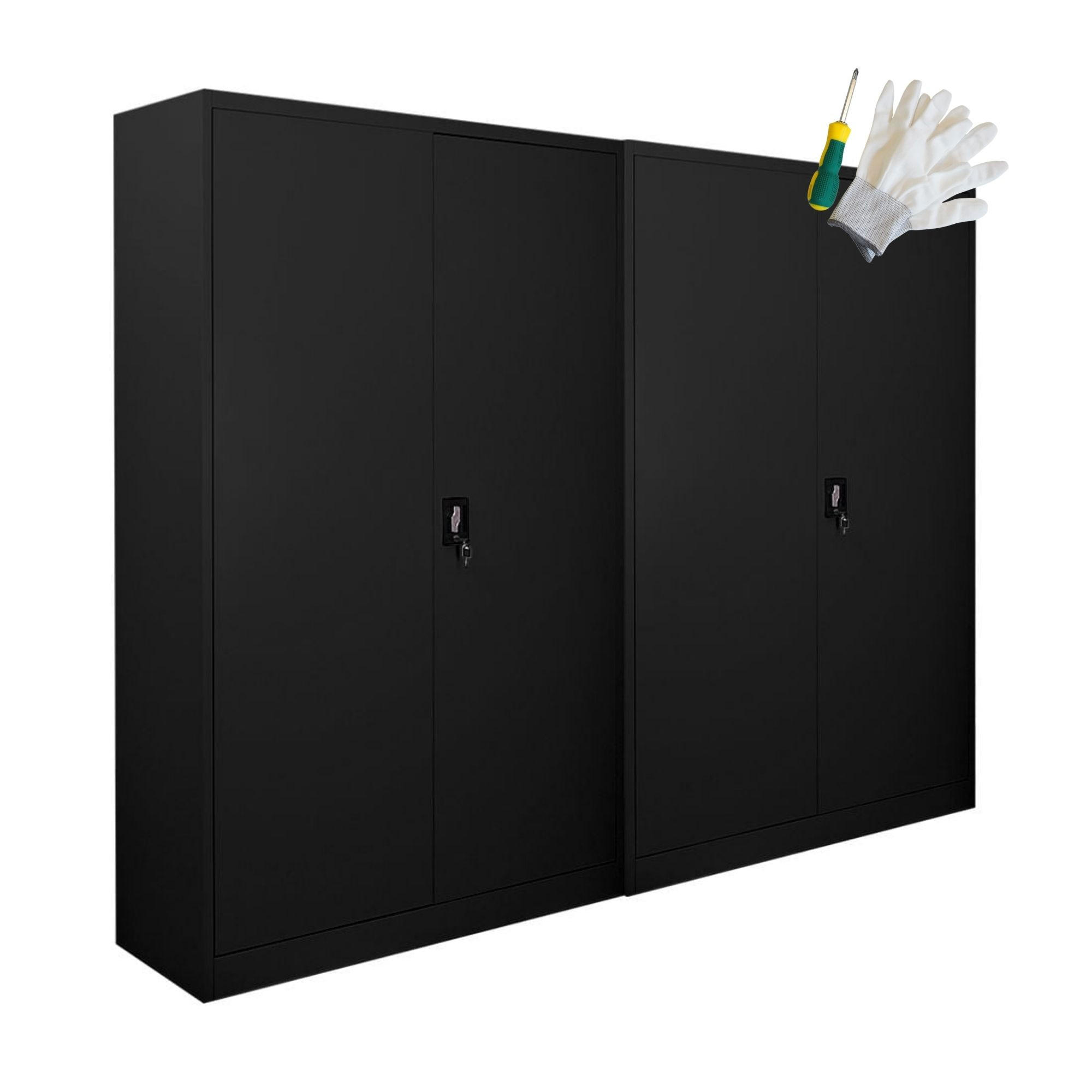 FLÜGELTÜRENSCHRANK Elephant 2er-Set 180x120x40cm 4 Ebenen Schwarz - Schwarz, Metall (240/180/40cm) - PROREGAL