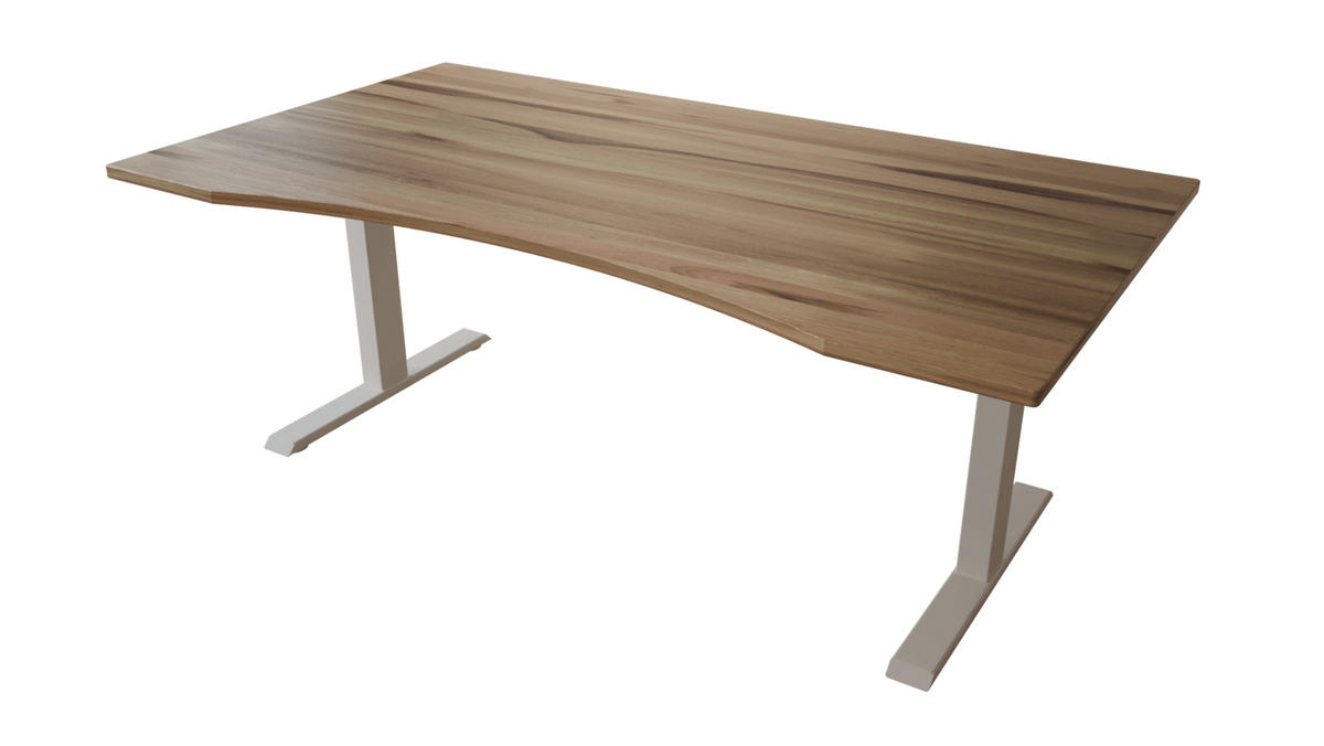 SCHREIBTISCH 180/100 elektrisch höhenverstellbar aus Kernbuche ergonomisch - Weiß - Weiß/Braun, Holz (100/180/72.5cm) - MeinMassivholz