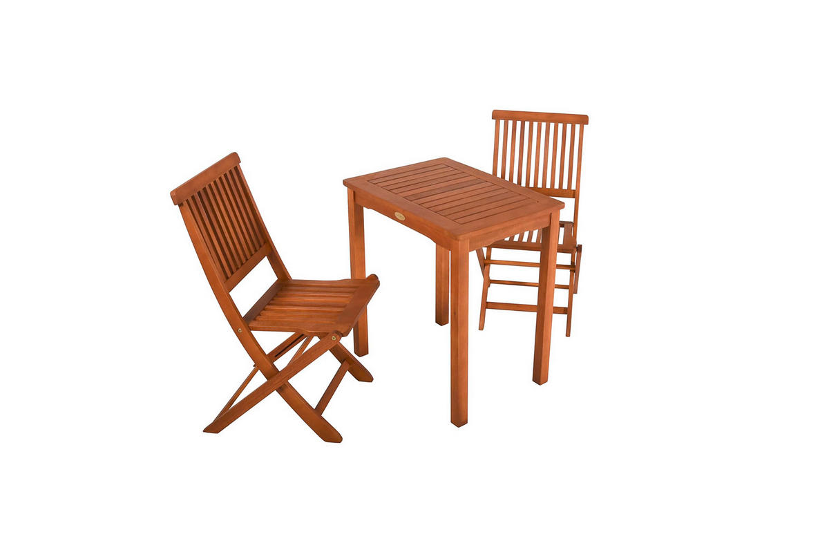 BALKONMÖBEL-SET Lubeck 3-teilig Gartenmöbel-Set - Braun, Holz - DELUKE