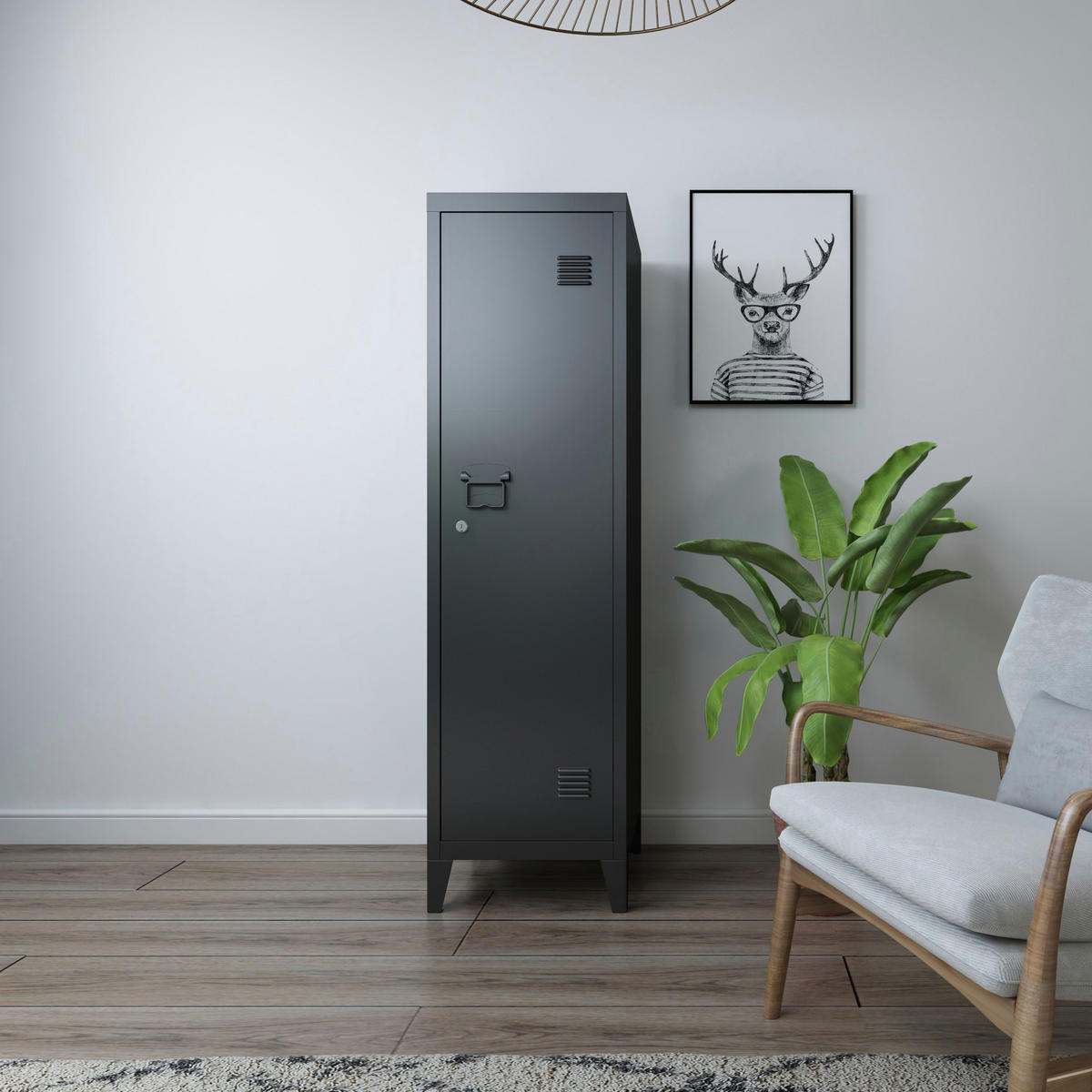 EINZELSPIND Kurikka - Schwarz, Metall (38/137/38cm) - [en.casa]