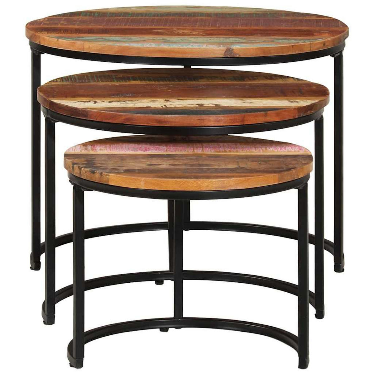 SATZTISCHE 3Er Set Altholz Massiv - Hellbraun, Holz (105/60/45cm) - vidaXL