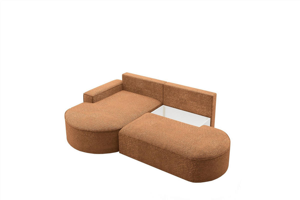 ECKSOFA Girona Mit Schlaffunktion - Rotbraun, Holzwerkstoff/Textil (278/179cm) - Fun Möbel